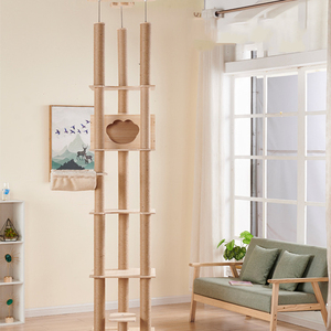 Floor to Ceiling <b>Cat</b> Tower Height Adjustable Very Sleek, Tall Kitty Climbing Activity Center with <b>Scratching</b> <b>Post</b>, Cozy Bed - Product Image 2