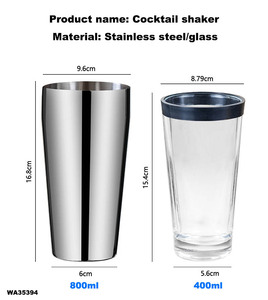 Ventes d'usine Coupe design de luxe Cocktails faits <span class=keywords><strong>maison</strong></span> Martins Boston <span class=keywords><strong>Shaker</strong></span> à cocktail Verre transparent - Product Image 2