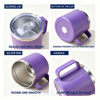 Mug à café isotherme empilable en acier inoxydable 16 oz avec logo personnalisé, double paroi, tasse de voyage thermique avec couvercle pour le camping