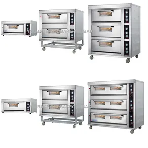 Commercial Bakery Baking Oven Electric Gas Pizza Oven 1 2 3 Layer Deck Oven For Sale
