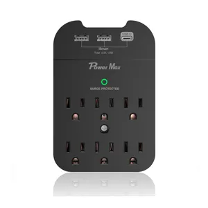 Tonghua Power Strip Adaptador de corriente de 6 vías 3USB Adaptador de corriente de doble puerto Cargador de pared de viaje Protector contra sobretensiones con enchufes USB