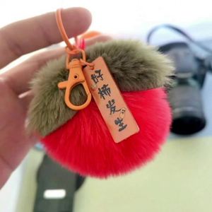 Porte-clés pendentif en peluche kaki, décoration suspendue pour voiture, imitation fourrure d'outarde et de lapin, cadeau à suspendre à la main - Product Image 1