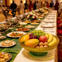 Bol décoratif en verre sur piédestal, côtelé et festonné, pour fruits, dégradé jaune-vert, décoration de table pour événements et mariages, vente en gros personnalisée