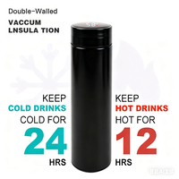 Bouteille isotherme en acier inoxydable 304 à double paroi sous vide, gourde intelligente avec affichage numérique de la température, 12-24 heures