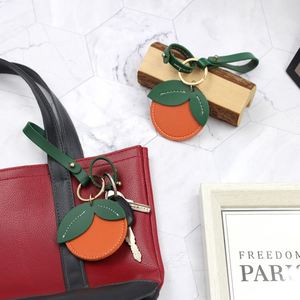 3 Days Shipping Orange Shaped Keychain Wristband Faux Leather <b>Key</b> <b>Ring</b> with Card Holder Fashion <b>Bag</b> Pendant for Women Gift Idea - Product Image 4