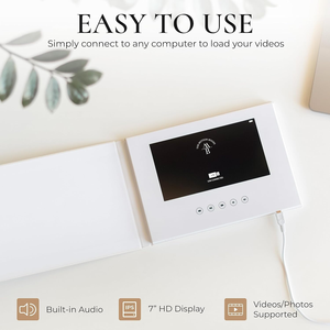 Livre vidéo en lin, cadeau <span class=keywords><strong>de</strong></span> mariage, écran 7 pouces, résolution 1024x600, joue des vidéos MP4/MPEG, <span class=keywords><strong>photos</strong></span>, mémoire 4 Go, rechargeable, pour les couples - Product Image 1