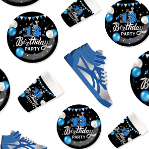 Ensemble de vaisselle pour fête d'anniversaire de garçon de 13 ans DAMAI, comprenant des assiettes et des gobelets en papier jetables pour les décorations d'anniversaire de garçon de 13 ans - Product Image 2