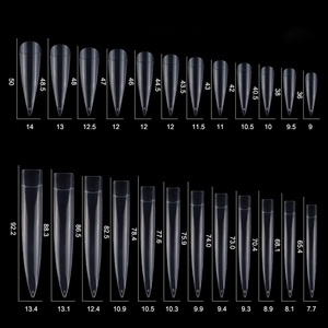 Nuevas puntas de uñas de ABS transparentes tipo ataúd extra largas sin curva C 2026 para manicura profesional de salón al por mayor - Product Image 1