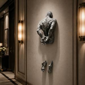 Escultura de Pared Masculina en Bronce Fundido a Mano, "<span class=keywords><strong>La</strong></span> <span class=keywords><strong>Lucha</strong></span> Silenciosa", Estatua de Bronce - Product Image 2