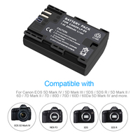 Gergedan güç 2000mAh LP-E6 LP E6 LP-E6N kamera Canon için pil EOS 6D 7D 5D Mark II III IV 60D 60Da 70D 80D 5DS R XC10 kamera