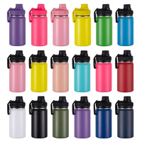 Bouteille d'eau noire en acier inoxydable à double paroi sans BPA de 12 oz 18 oz 22 oz 25 oz 32 oz 40 oz avec plusieurs couvercles
