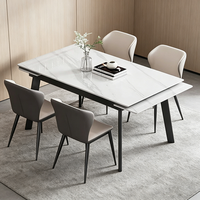 Table à manger extensible en pierre frittée de luxe moderne avec 4 chaises pour appartement, restaurant, villa
