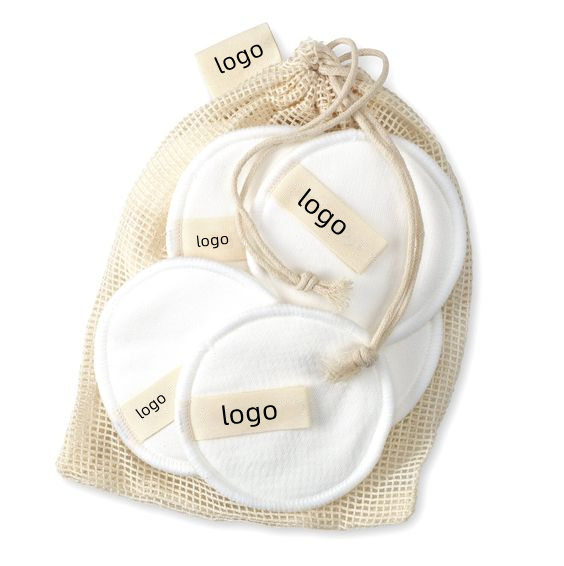 Бесплатный образец, многоразовые фирменные бамбуковые ватные прокладки от производителя, многоразовые ватные прокладки с холщовым мешочком на шнурке