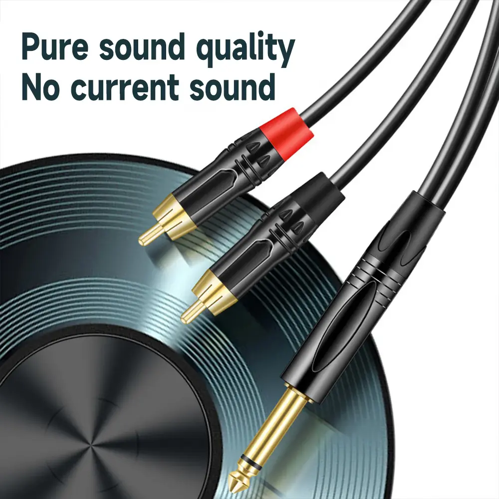 Câbles Aux Qualité Supérieure 6.5mm Trs Jack Mâle Mono À Double Rca Équilibré Cuivre Sans Oxygène Amplificateur De Connexion TV Auxiliaire