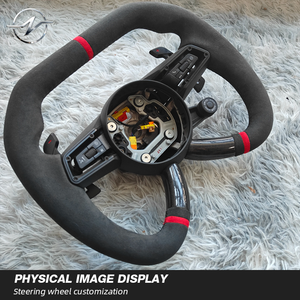Volant sport personnalisé de luxe entièrement en cuir 40 mm avec bande rouge à 3 branches pour <span class=keywords><strong>Porsche</strong></span> Panamera Macan Cayenne 718 Cayman GT4 911 991 - Product Image 3