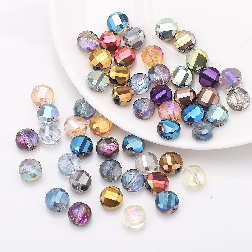 20pcs/Bag 8mm Eco-Friendly Tile Twisted Glass 3D Rhinestones Loose Beads Flat Ingot for DIY Necklace Bracelet Handmade Garments