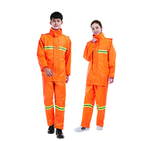 Jas Hujan Kerja Bahan Polyester Oxford Anti Air Bernapas dengan Lampu LED Reflektif Visibilitas Tinggi dan Logo untuk Lapangan Minyak