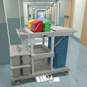 Chariot de nettoyage multifonctionnel commercial pour hôtel, en plastique, avec double seau, pour le service de nettoyage - Product Image 2