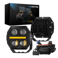 Phare LED carré de 4 pouces, 64W, 12000LM, blanc, jaune, DRL, lumière auxiliaire tout-terrain, étanche IP68, 4x4, camion, ATV, UTV, SUV, pick-up