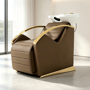 Sillón de Masaje Eléctrico de Lujo para Salón de Belleza, Color Marrón, con Cuero PU, Resistente, para Lavado de Cabello, para Spa/Salón - Product Image 1
