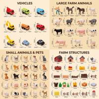 Mini clôture de ferme, mur en briques de résine, haie de gazon, pierre, oiseau, chat, lapin, oie, cheval, vache, cochon, maison de poupée, décor de bureau minimaliste