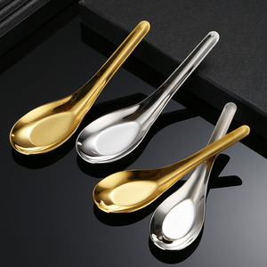 304 Stainless Steel Spoon Round Head Flat Bottom Short Handle Dessert Eating Soup Spoon Household Use - Product Image 3