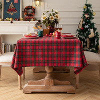 Housse de table basse, style vintage américain, classique britannique, rouge et vert à carreaux, nappe de Noël, nappe de fête, nappe française, luxe léger