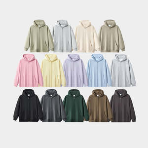 H5437 Automne Hiver Nouveautés Personnalisé 400 Gsm Coton Mélangé Doublé Éponge Française Sweat À Capuche Fermeture Éclair Unisexe Hoodies - Product Image 2