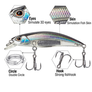 Nuova esca artificiale da 6.7cm 6.3g da 8 colori esca per spigole esche da nuoto in plastica dura lunga che affonda esca da pesca in acqua salata - Product Image 3