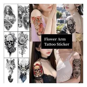 Temporäre Erwachsene 3D Intim Tattoo Aufkleber für Männer Frauen Brust Löwe Drachens chädel Wolfskopf Wasserdichte Blumen arm Tattoo Aufkleber