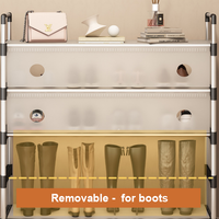 Porte-manteau et range-chaussures multifonctionnel autoportant en acier inoxydable, réglable, anti-poussière, pour maison de location, avec rangement multi-niveaux
