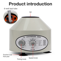 Centrifugeuse de laboratoire en gros, basse vitesse, 6 tubes de 10 ml, centrifugeuse de bureau avec minuterie et contrôle de la vitesse, équipement de laboratoire