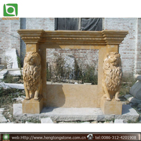 Décoration d'intérieur, statue de lion antique sculptée en marbre naturel, cadre de cheminée