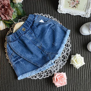 Shorts en jean longs formels pour filles, avec bordure, vente en gros, pour l'été, Shanghai - Product Image 1