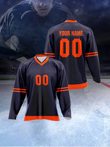 남여 공용 아이스 하키 저지 긴 소매 사용자 정의 이름 번호 열 전달 인쇄 100% 폴리에스터 빠른 건조 수분 위킹 - Product Image 3