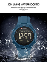 CURREN 6101 Jam Tangan Olahraga Digital Pria Jam Alarm Lampu Latar LED Tahan Air Jam Tangan Elektronik Kronograf Stopwatch Kalender Minggu