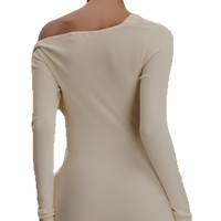 Robe blanche moulante à épaules dénudées, robe longue à manches longues, robe de soirée élégante pour l'été
