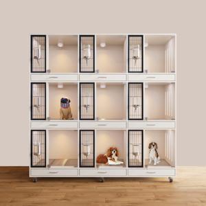 Kommerzieller großer Hundekisten-Zwinger aus gehärtetem Glas und Massivholz für Katzen Tierhandlung/Cattery/Tierarzt Knopf verschluss für Wohnzimmer - Product Image 4