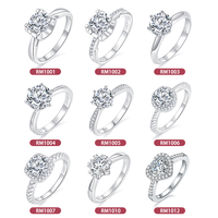 Простое Пасьянс 6 зубцами, модное 925 Серебряное кольцо 1ct vvs d moissanite, серебряные Подарочные Кольца для женщин