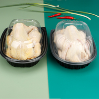 Boîte à emporter de qualité alimentaire, récipient jetable de dinde rôti avec couvercle Transparent boîte en plastique pour poulet avec couvercle et poignée