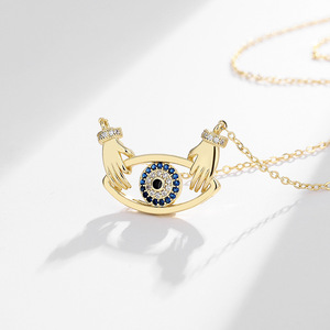 Alta Qualidade Moda Moda Feminina Colar de Cobre Pingente Olho Azul Charme-Devils <span class=keywords><strong>Hamsa</strong></span> <span class=keywords><strong>Evil</strong></span> <span class=keywords><strong>Eye</strong></span> Charme Jóias - Product Image 4