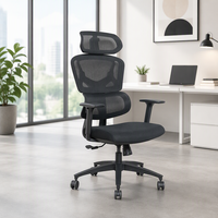 Chaise de bureau exécutive à dossier haut Kabel, design ergonomique pivotant, entièrement en maille, chaise moderne réglable avec appuie-tête en PP