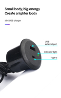 Rond Mini Double Usb Chargeur Rapide Canapé Usb Chargeur Prise de Table 5V 2.1A USB Type-C Embarqué Table Bureau Chargeur Rapide