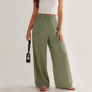 Pantaloni Palazzo Estivi da Donna in Cotone e <span class=keywords><strong>Lino</strong></span>, Larghi e Fluidi, con Tasche, Ideali per la Spiaggia - Product Image 2