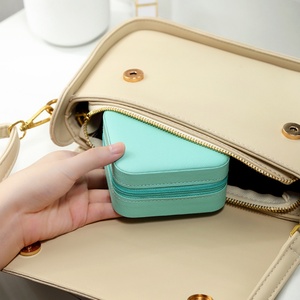 High Quality Custom Pu Leather Mini Portable Jewelry <b>Box</b> Organizer Fashion Travel Jewellery Storage <b>Box</b> for <b>Earrings</b> Necklaces - Product Image 3