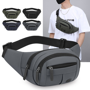 กระเป๋าคาดเอวแฟชั่นผู้ชาย ความจุเยอะ ช่องใส่ของหลายช่อง สะพายข้าง/คาดอก สีเทา ดำ เขียว น้ำเงิน สีพื้น ฤดูใบไม้ผลิ 2025 - Product Image 1