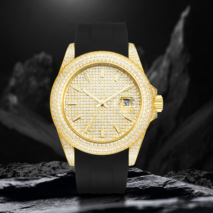 Orologio da polso personalizzato da <span class=keywords><strong>uomo</strong></span> alla moda stile Hip-hop alla moda Rapper con diamanti gioielli raffinati orologio meccanico impermeabile ghiacciato - Product Image 2