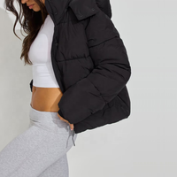 Doudoune matelassée coupe courte à capuche avec logo personnalisé, coupe-vent, pour femme, style streetwear décontracté, hiver