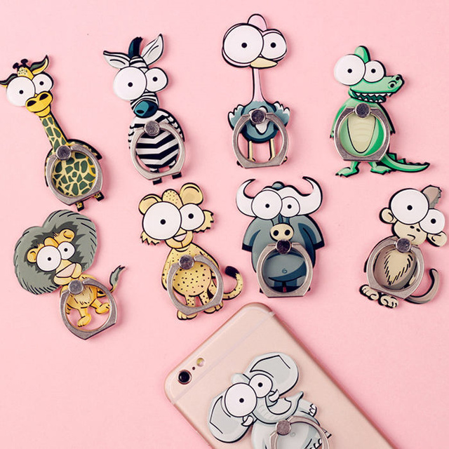 New Animal Mobile Phone Finger Ring Holder Cute Creative Giraffe Cartoon Mobile Stand for iPhone