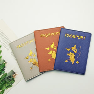 Set de Etiquetas de Equipaje y Porta Tarjetas de Embarque de Cuero PU con Mapa Estampado en Bronce, Transpirable, con Logotipo Fijo, para Viajes Internacionales - Product Image 4